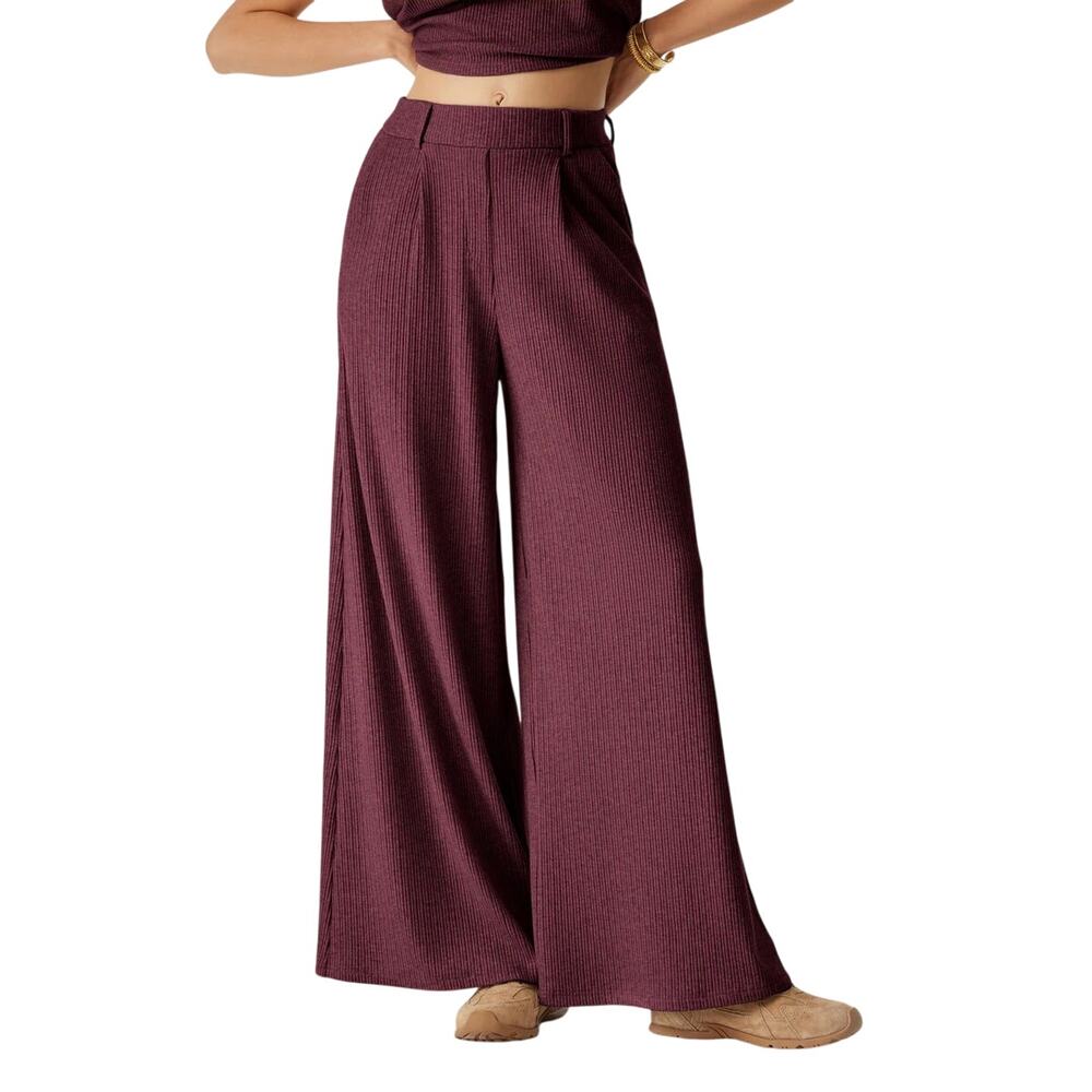 OGL Wide Leg Pants in Burgundy Plum